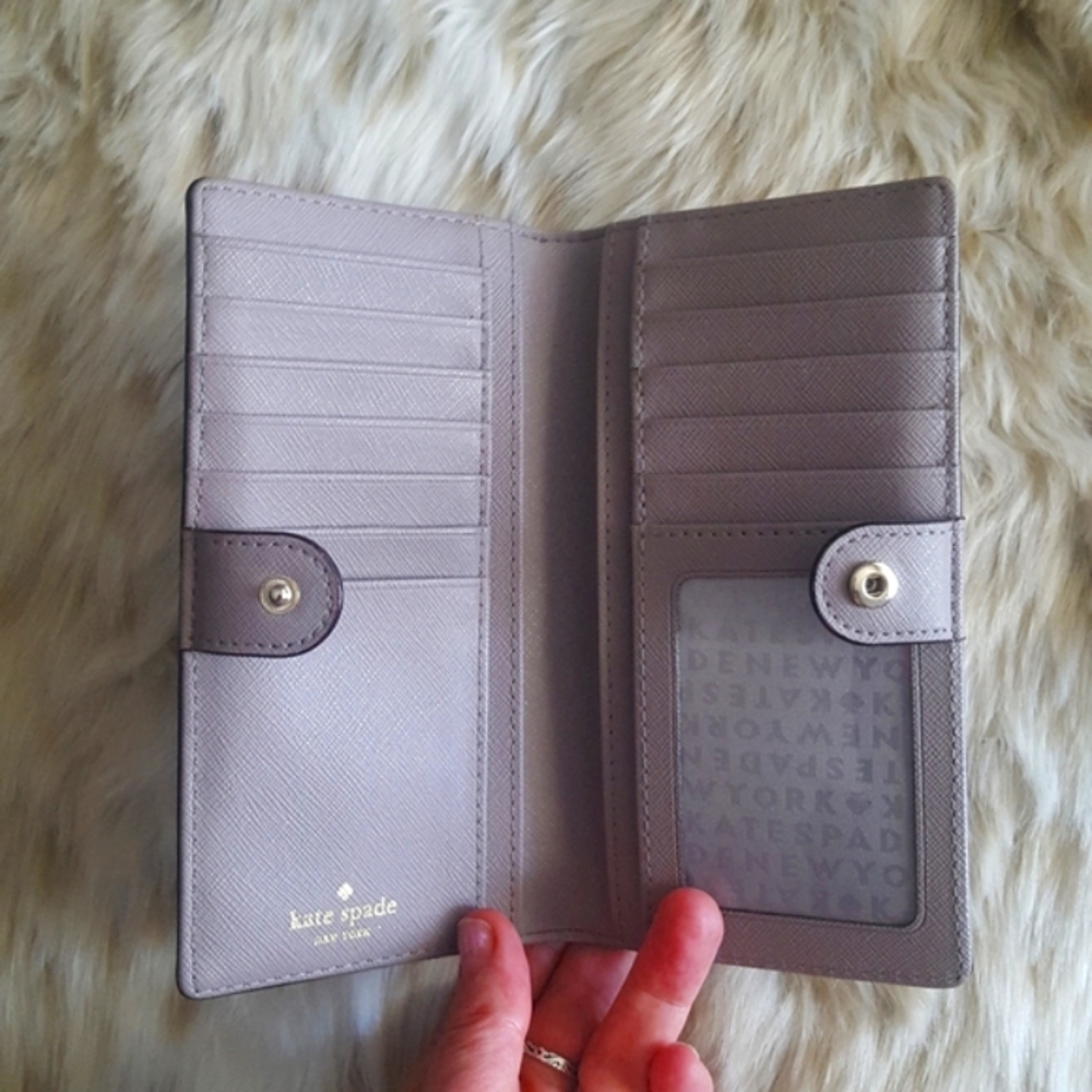 🌙NWOT Kate Spade Bifold Wallet Warm Taupe - Picture 4 of 11